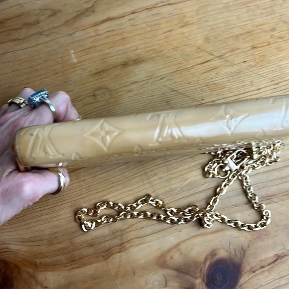 Louis Vuitton Clutch Purse With Chain Citrine Leather - Picture 3 of 10